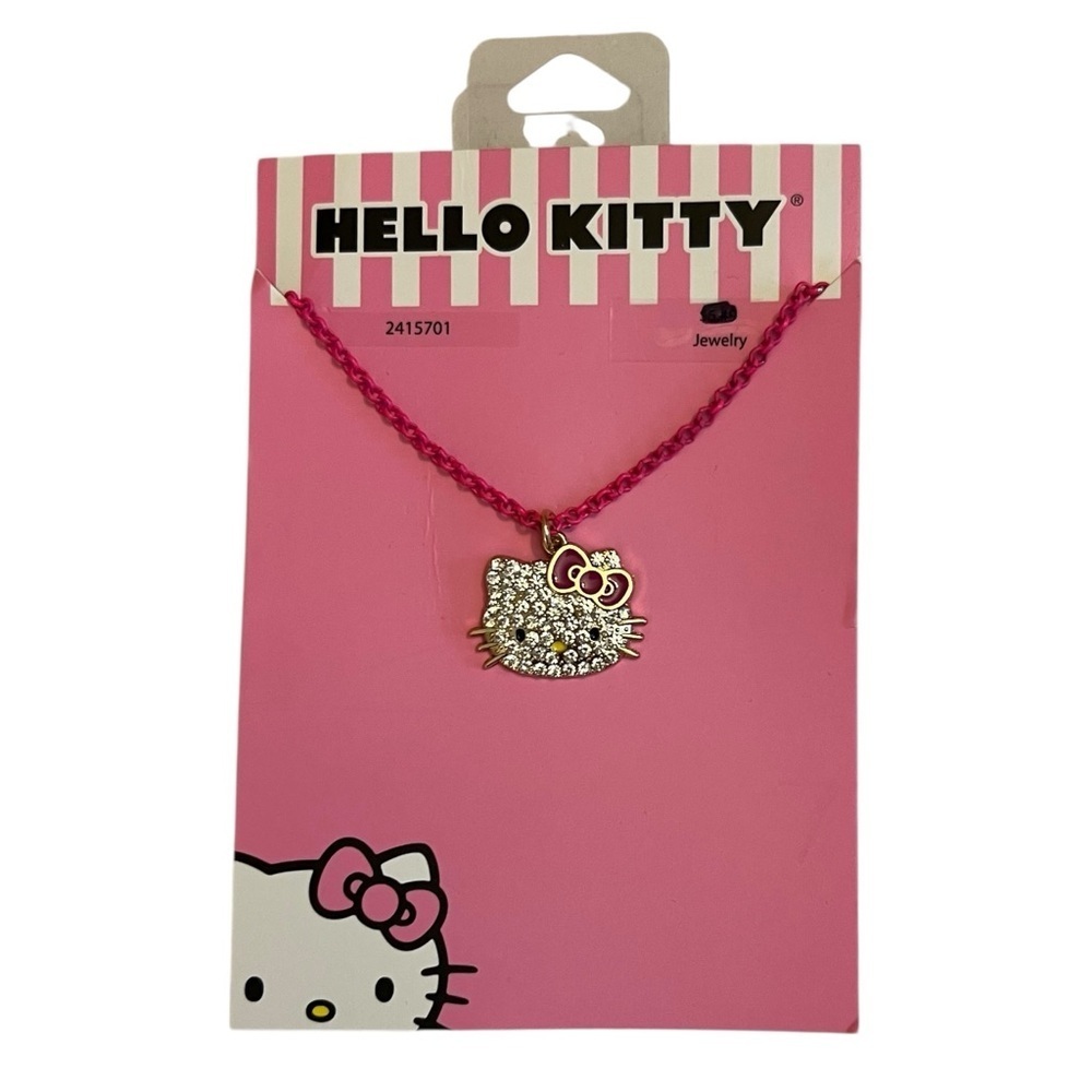 Hello Kitty Sparkling Rhinestones Pink Necklace New With Tags - Picture 2 of 3